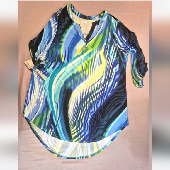 Cato | Blue and Green Swirl Blouse | Size 14-16W - Picture 8 of 8